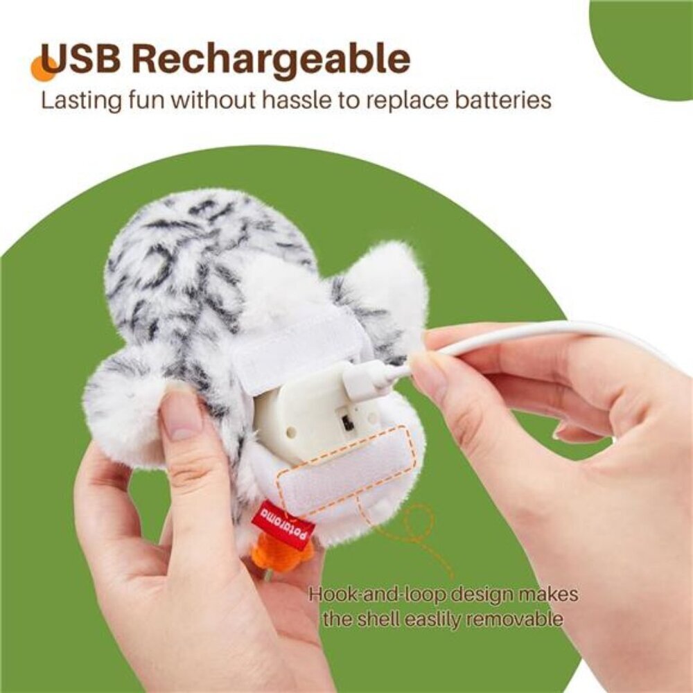 Flapping Owl Cat Toys (No Flying), Lifelike Bird Chirp, Rechargeable - Picture 5 of 7